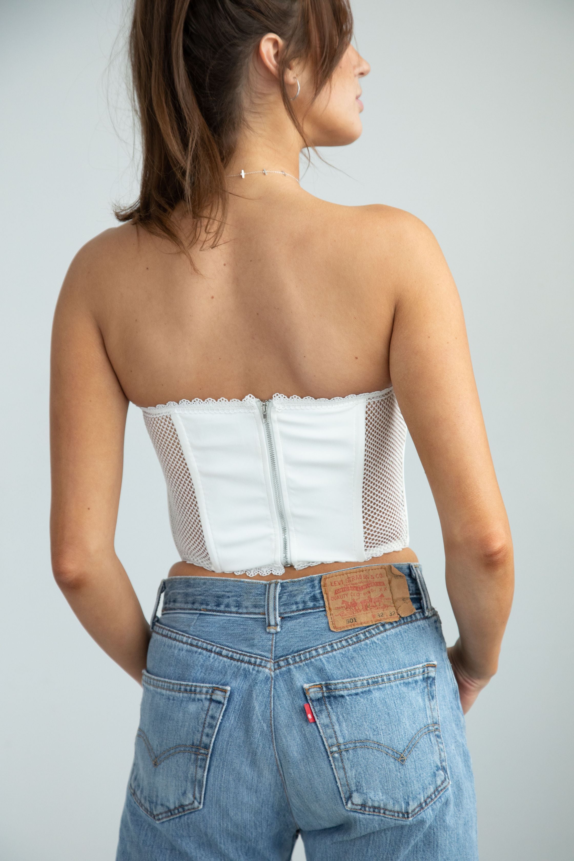 Ashlyn Mesh Corset / White - Love McNicoll